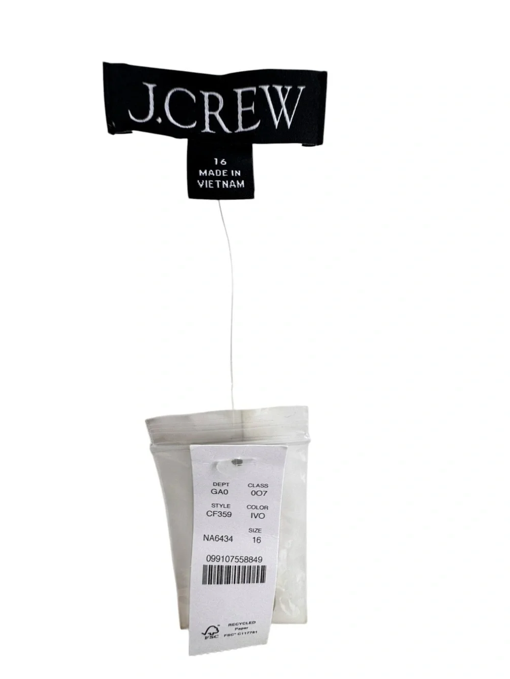 J crew Scoopneck Vest In Drapey Crepe Size 16 In Ivory NWT